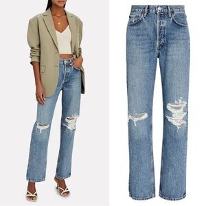 AGOLDE Lana Distresses Straight Leg Jeans in Medium Wash “Backdrop”